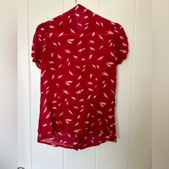 PepeJeans Red Bow Blouse Size Medium NWOT - Picture 2 of 4